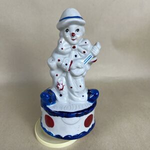 VTG Porcelain Rotating Musical Box Clown Circus Playing‎ Banjo Works
